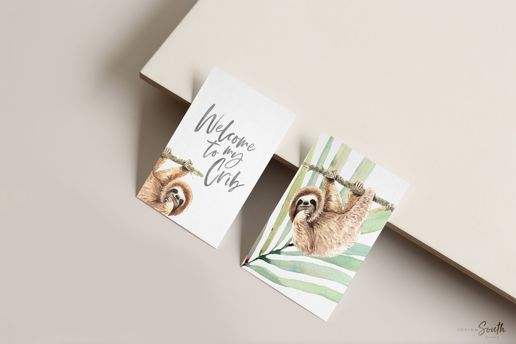 Sloth wall art for kids, sloth themed room personalized name, child nature animal bedroom art prints, sloth kids decor, wall art sloth decor