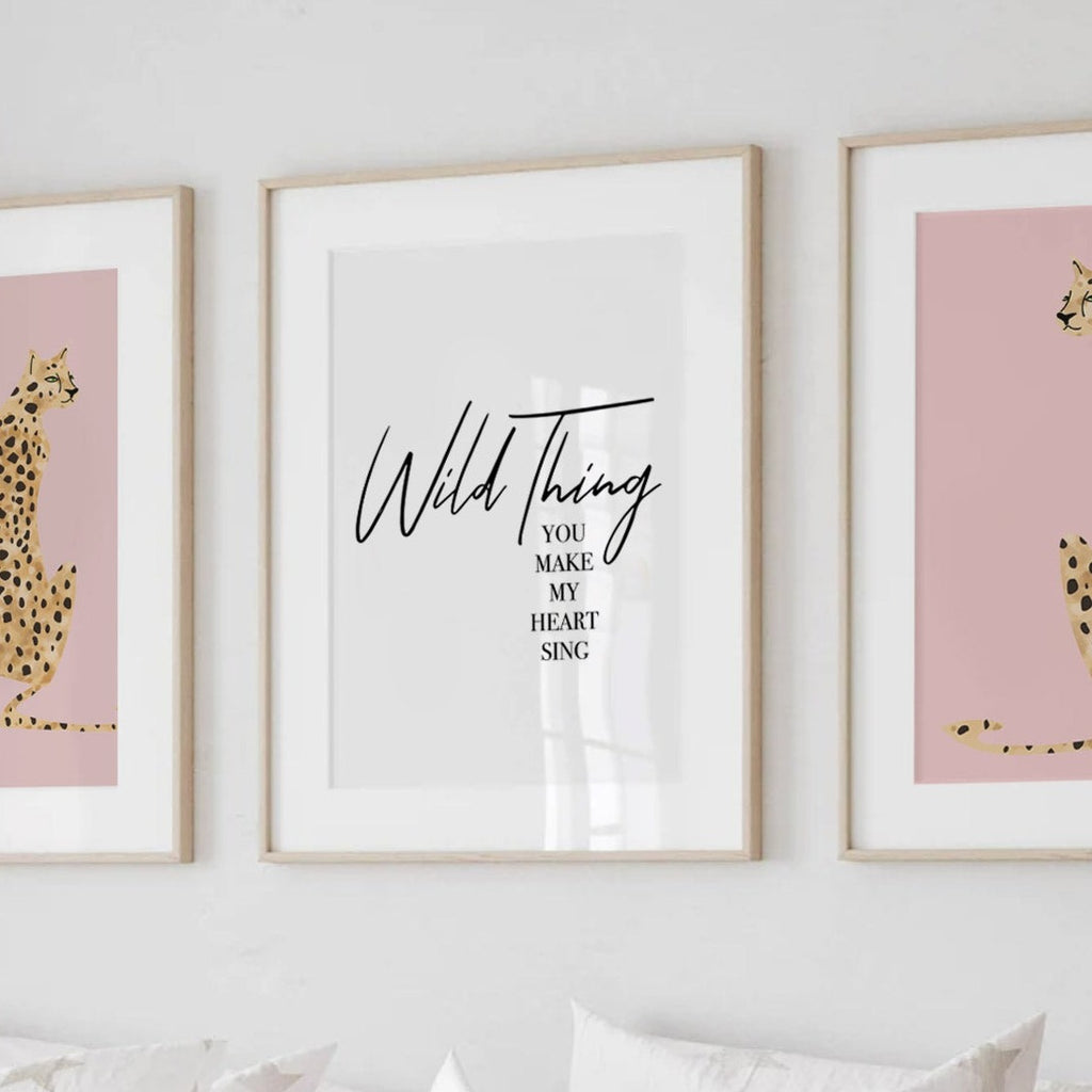 Wild thing you make my heart sing, art print poster wild thing, baby cheetah print pink, dot speckle pattern nursery, modern nursery ideas girl, safari baby animal nursery pink girl, printed cheetah art